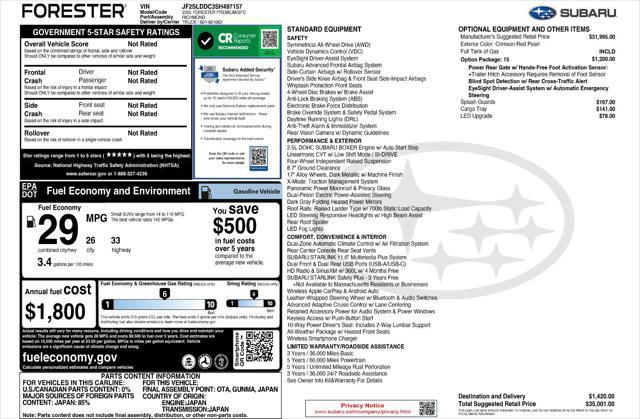 new 2025 Subaru Forester car, priced at $33,801