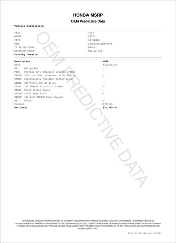 used 2020 Honda Civic car, priced at $17,758