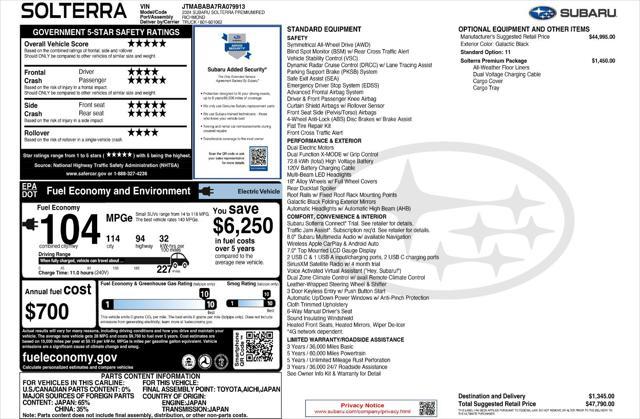 new 2024 Subaru Solterra car, priced at $40,790