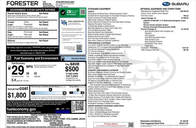 new 2025 Subaru Forester car, priced at $37,117