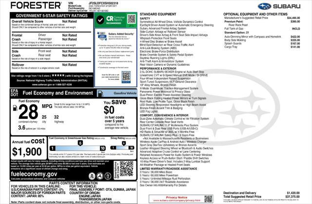 new 2025 Subaru Forester car, priced at $34,375