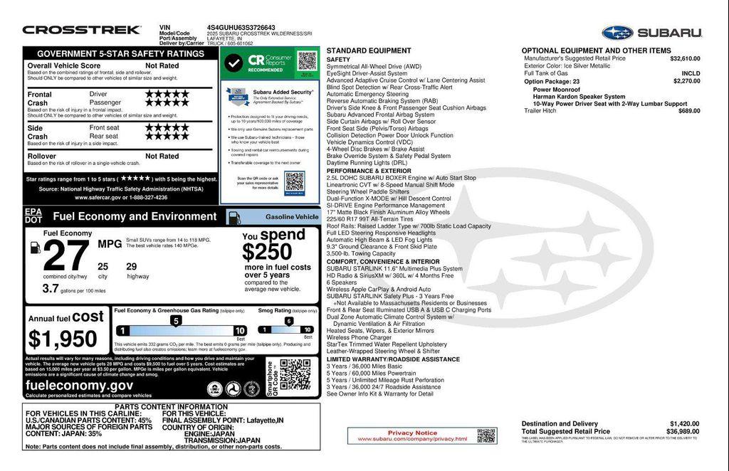used 2025 Subaru Crosstrek car, priced at $31,671
