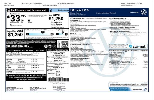 used 2021 Volkswagen Jetta car, priced at $16,971