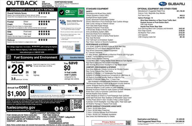 new 2025 Subaru Outback car, priced at $32,714