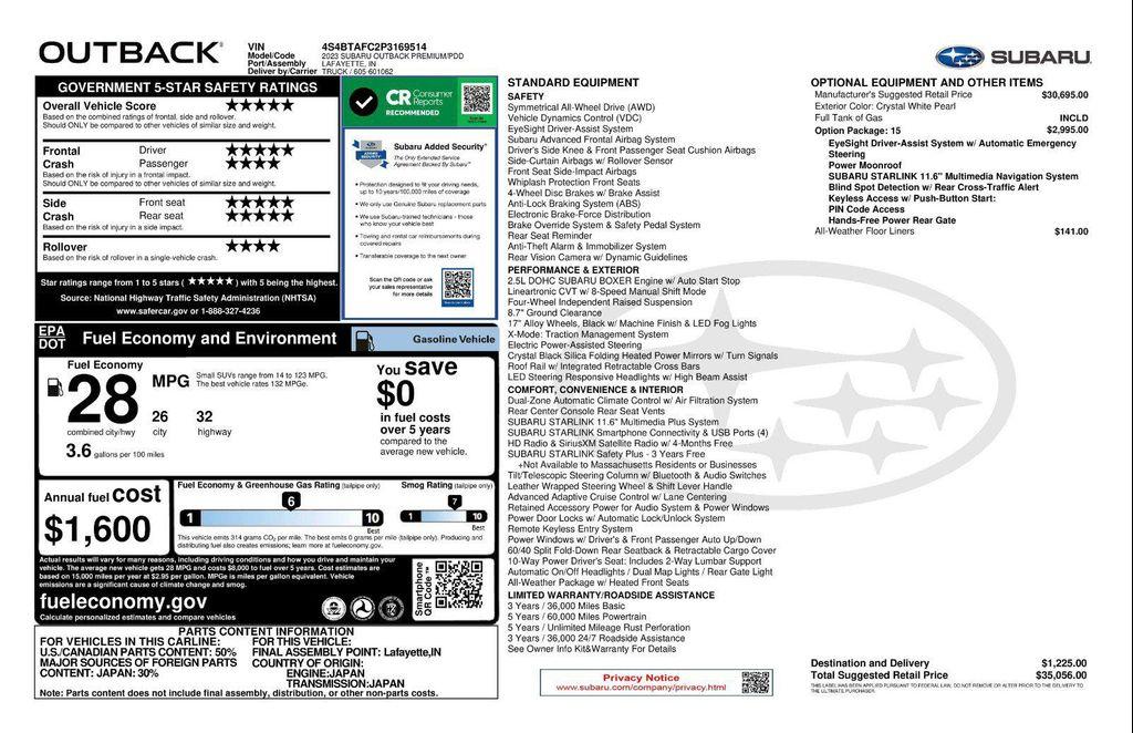 used 2023 Subaru Outback car, priced at $27,971