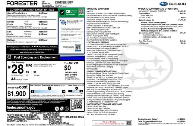 new 2025 Subaru Forester car, priced at $35,996