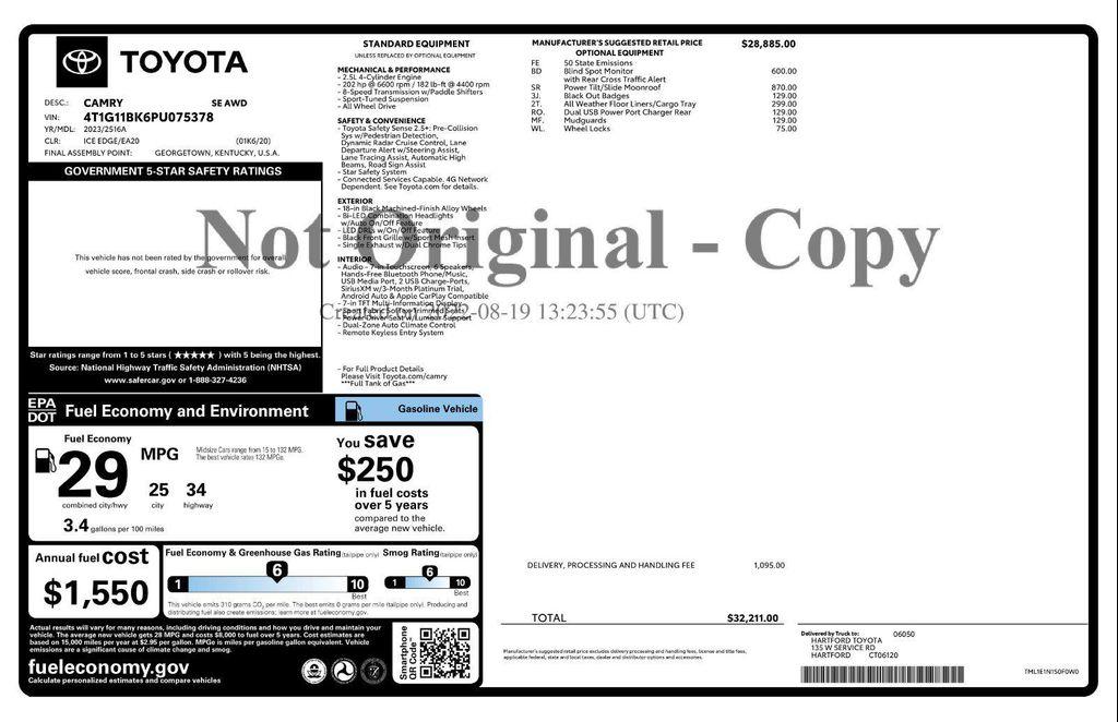 used 2023 Toyota Camry car, priced at $27,944