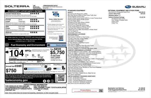 new 2025 Subaru Solterra car, priced at $40,882