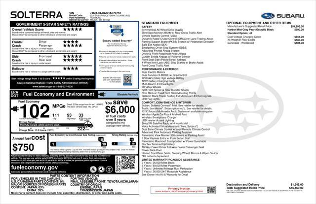 new 2024 Subaru Solterra car, priced at $55,169