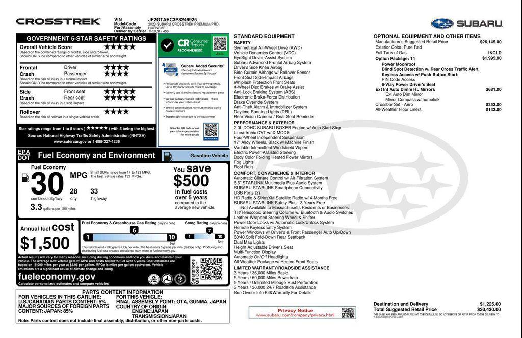 used 2023 Subaru Crosstrek car, priced at $23,986