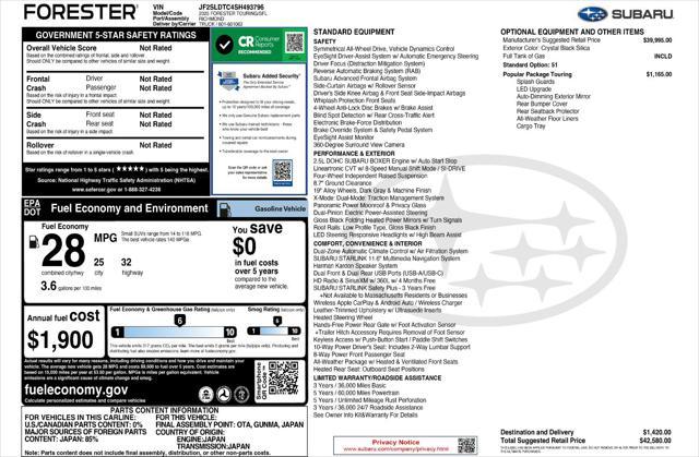 new 2025 Subaru Forester car, priced at $38,880