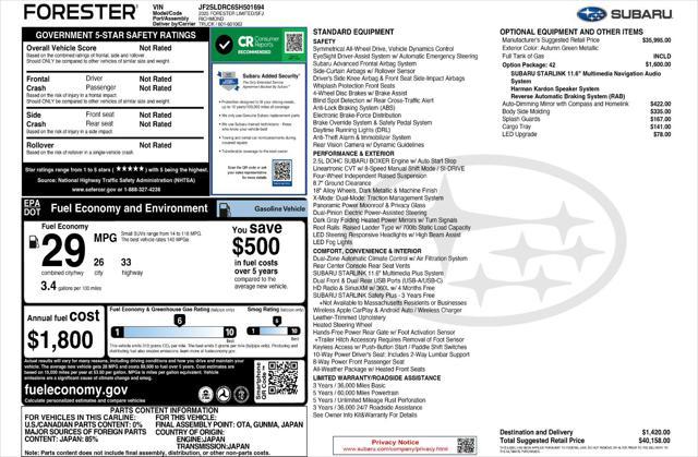 new 2025 Subaru Forester car, priced at $36,708