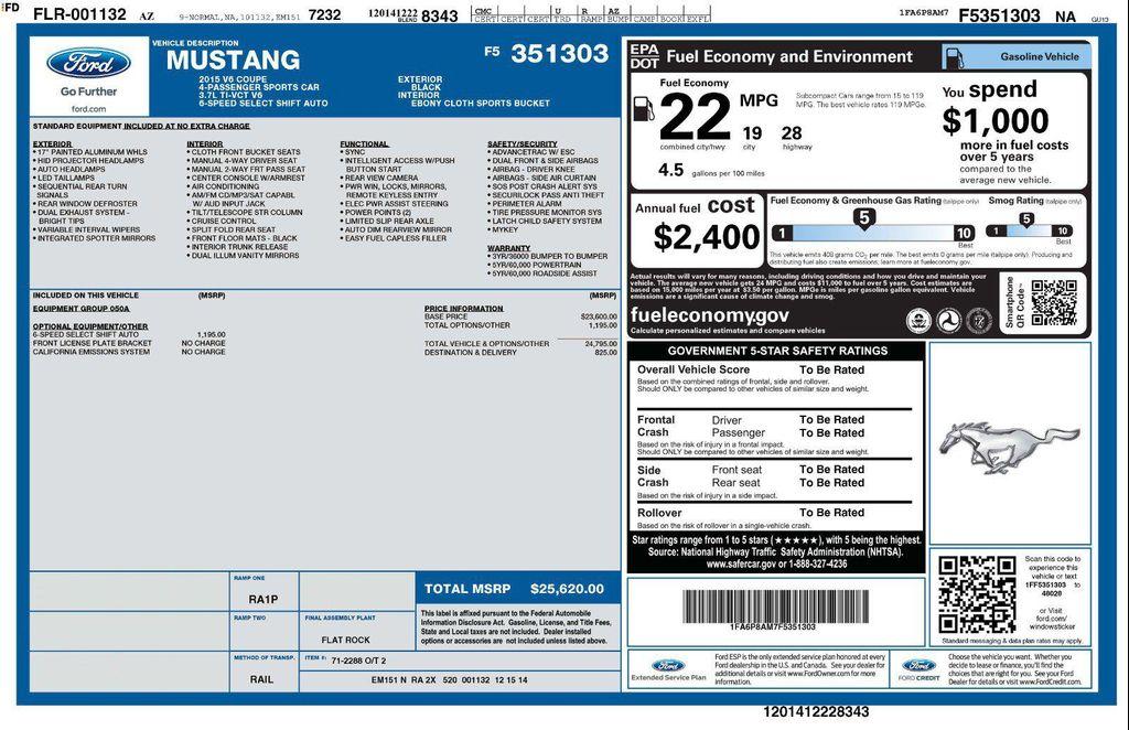 used 2015 Ford Mustang car, priced at $12,900