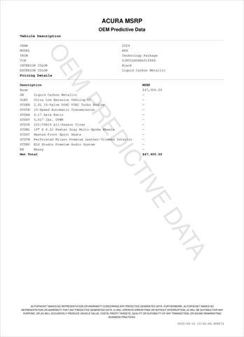 used 2024 Acura RDX car, priced at $42,535