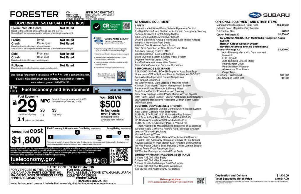used 2025 Subaru Forester car, priced at $35,671