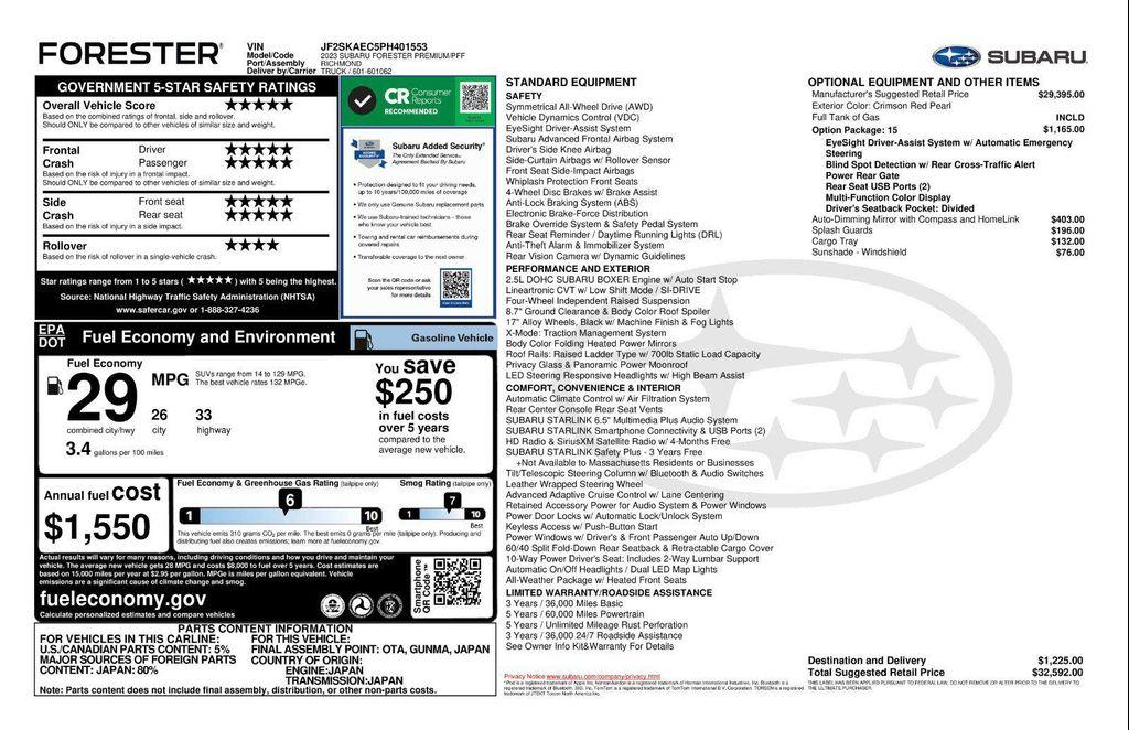 used 2023 Subaru Forester car, priced at $25,343