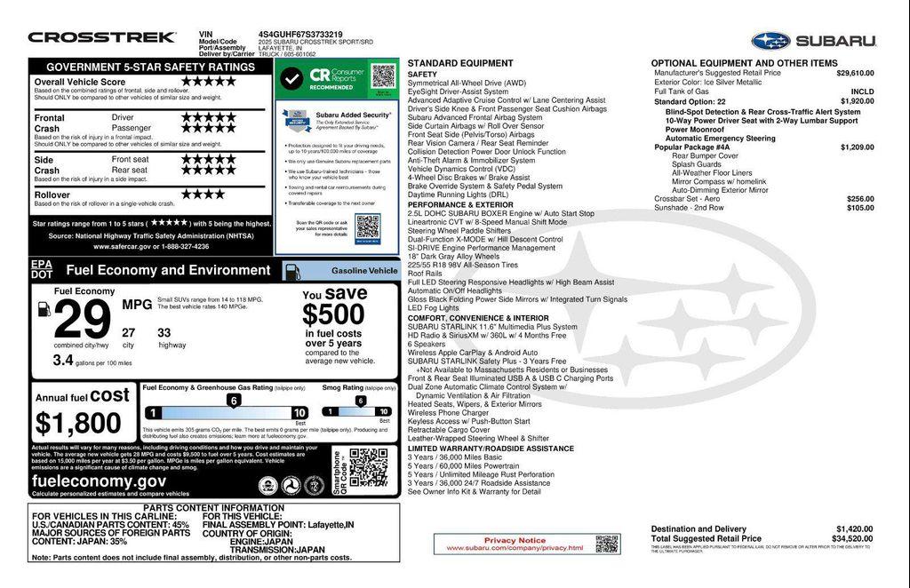 used 2025 Subaru Crosstrek car, priced at $30,824