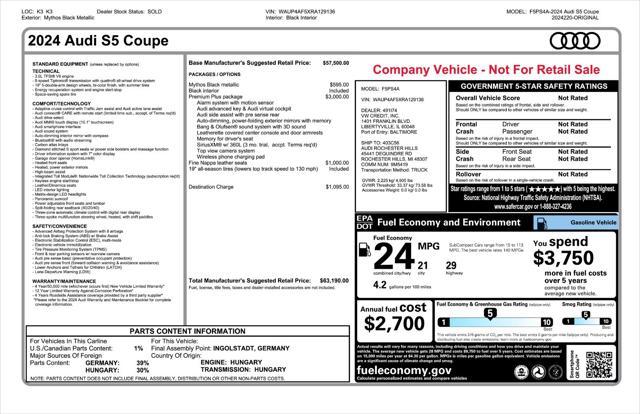 used 2024 Audi S5 car, priced at $56,981