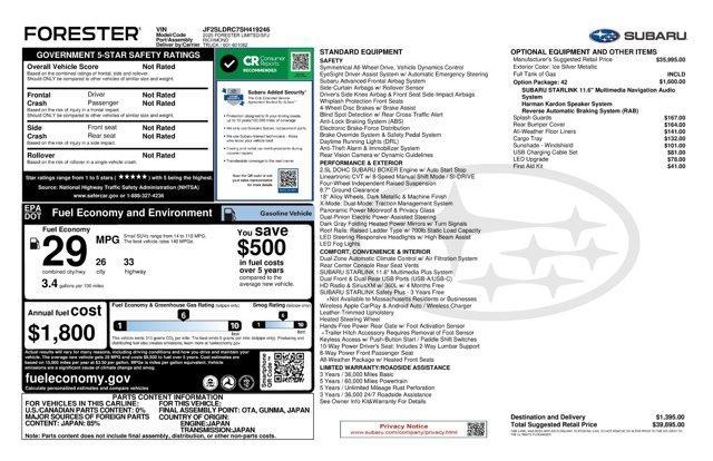 new 2025 Subaru Forester car, priced at $35,395