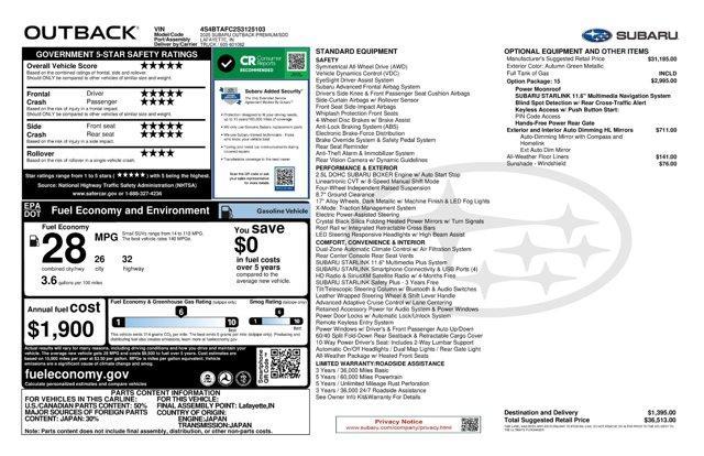 new 2025 Subaru Outback car, priced at $34,263