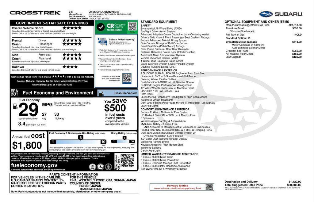 used 2025 Subaru Crosstrek car, priced at $29,971