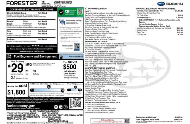 new 2025 Subaru Forester car, priced at $37,323