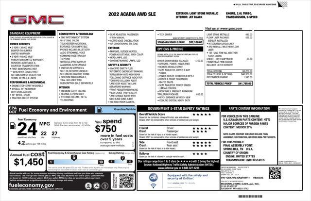 used 2022 GMC Acadia car, priced at $28,478