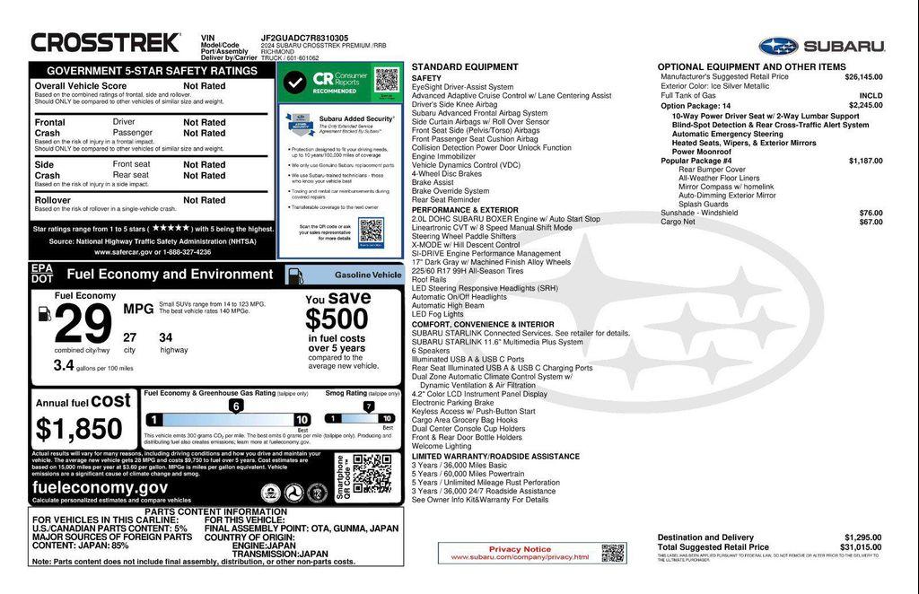 used 2024 Subaru Crosstrek car, priced at $22,771