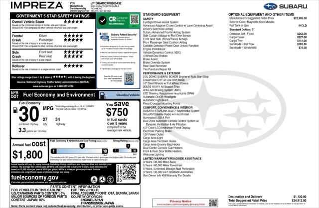 new 2024 Subaru Impreza car, priced at $23,912