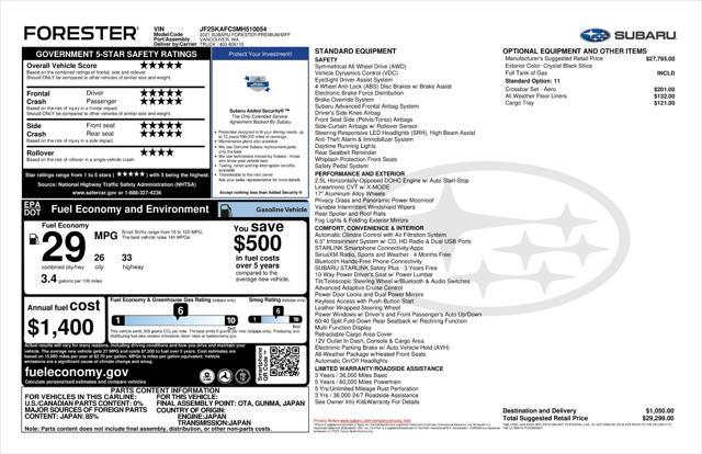 used 2021 Subaru Forester car, priced at $27,722