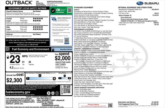 new 2025 Subaru Outback car, priced at $40,259