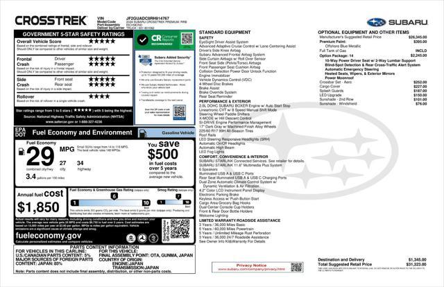 new 2024 Subaru Crosstrek car, priced at $29,123
