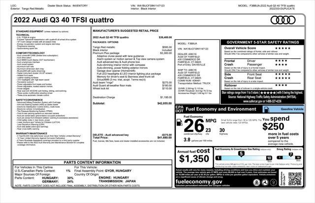 used 2022 Audi Q3 car, priced at $30,981