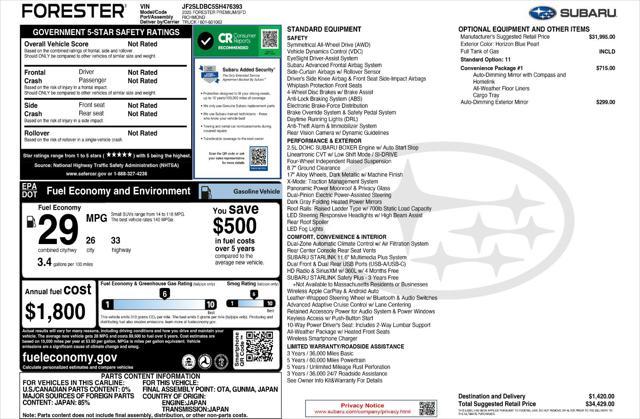 new 2025 Subaru Forester car, priced at $32,679