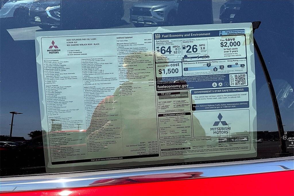 new 2025 Mitsubishi Outlander PHEV car, priced at $49,998