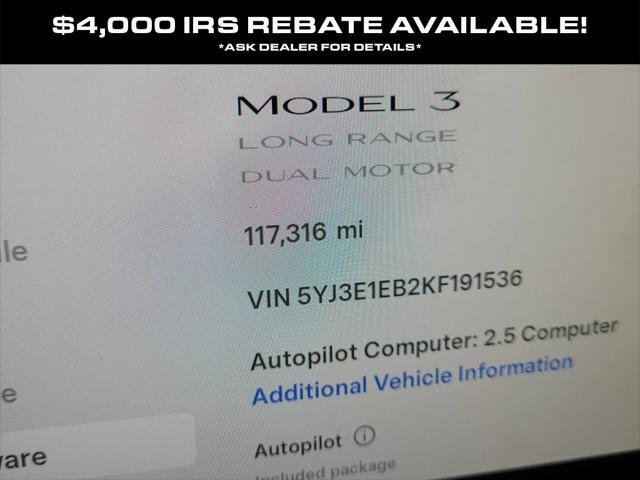 used 2019 Tesla Model 3 car, priced at $20,998