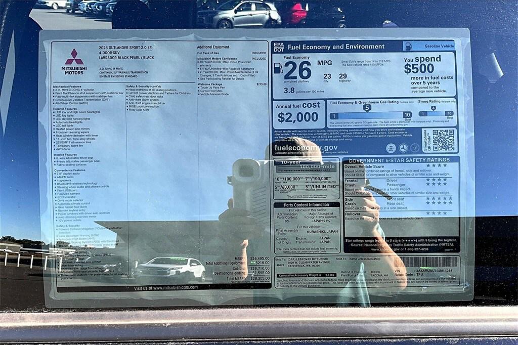 new 2025 Mitsubishi Outlander Sport car, priced at $23,998