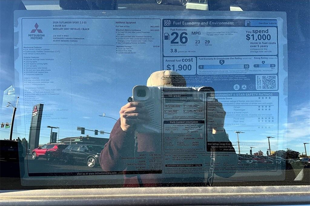 new 2026 Mitsubishi Outlander Sport car, priced at $25,998