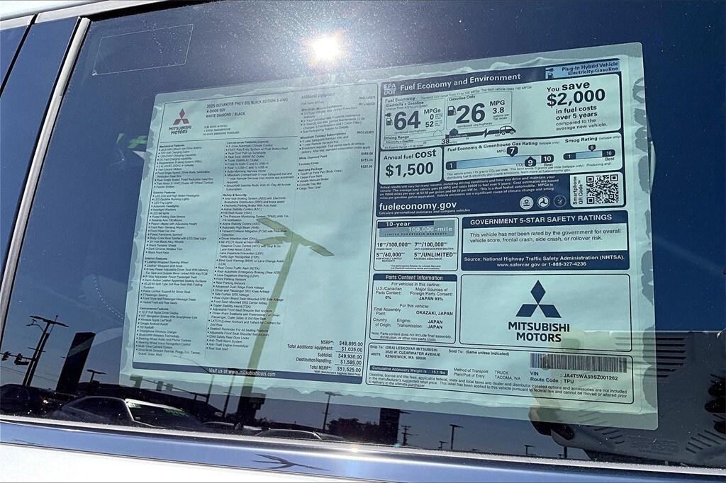 new 2025 Mitsubishi Outlander PHEV car, priced at $48,998