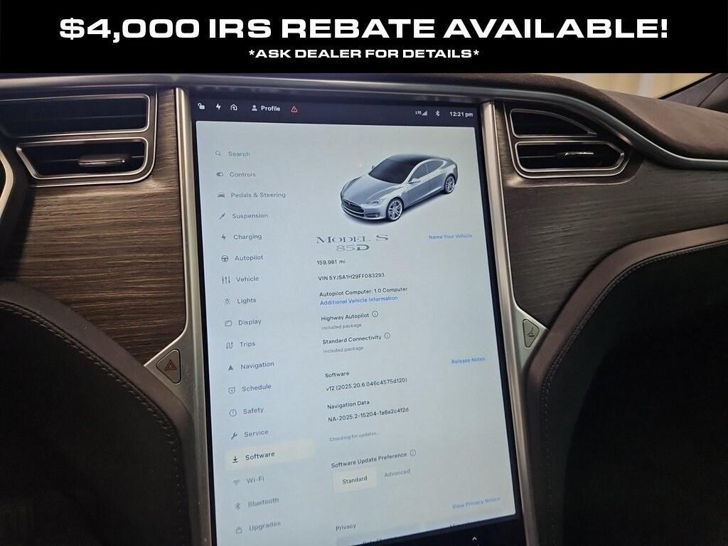 used 2015 Tesla Model S car, priced at $14,998