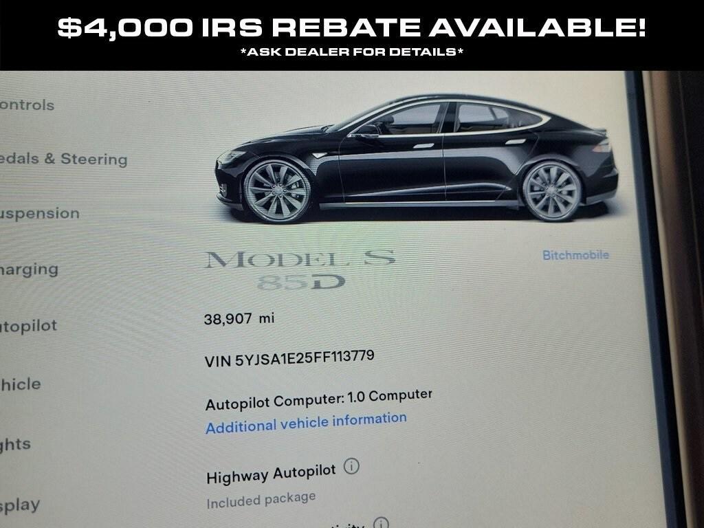 used 2015 Tesla Model S car, priced at $21,998