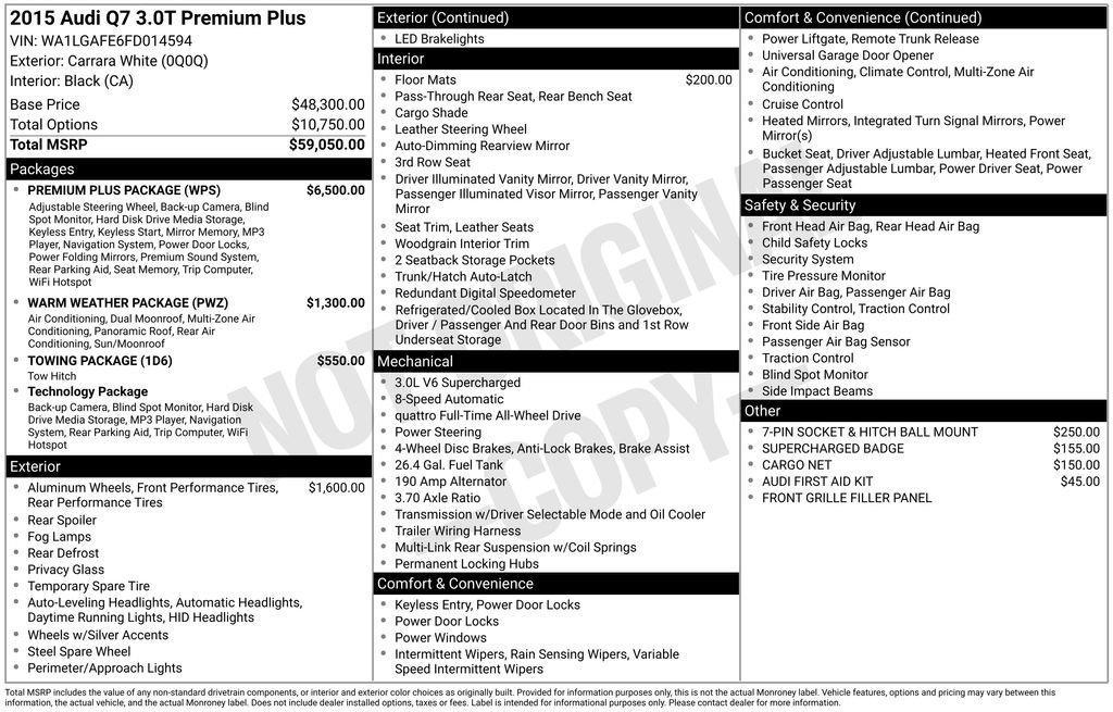 used 2015 Audi Q7 car, priced at $12,069