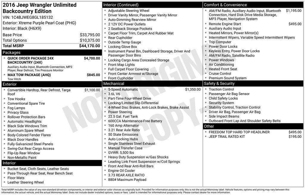 used 2016 Jeep Wrangler Unlimited car, priced at $18,237