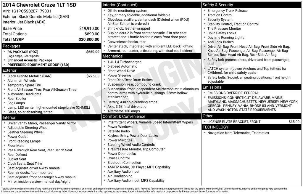 used 2014 Chevrolet Cruze car, priced at $6,778
