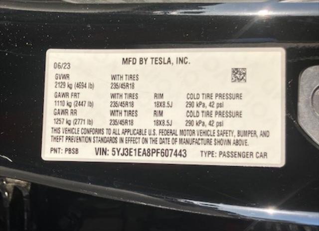 used 2023 Tesla Model 3 car, priced at $39,950