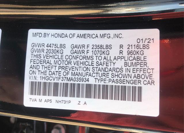 used 2021 Honda Accord car, priced at $23,950