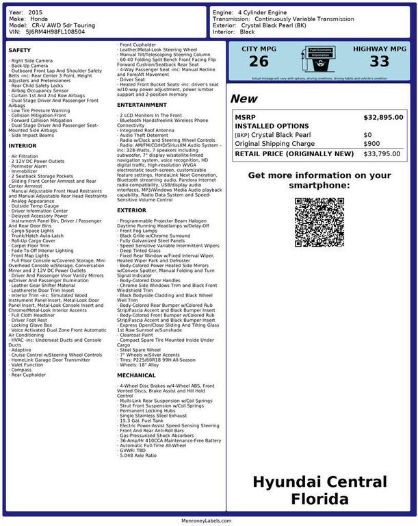 used 2015 Honda CR-V car, priced at $14,170