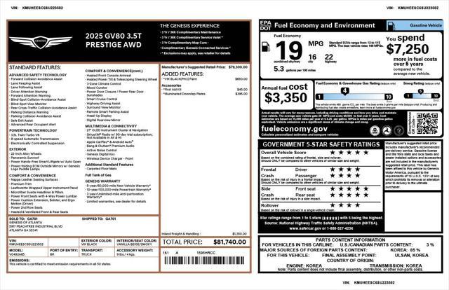 used 2025 Genesis GV80 car, priced at $68,900