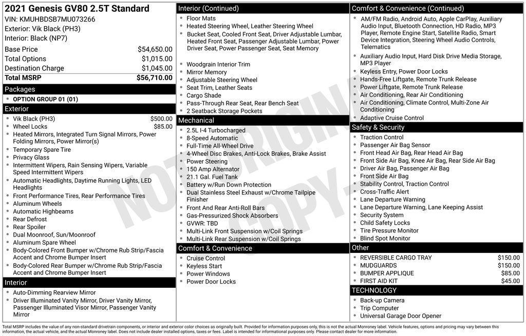 used 2021 Genesis GV80 car, priced at $36,900