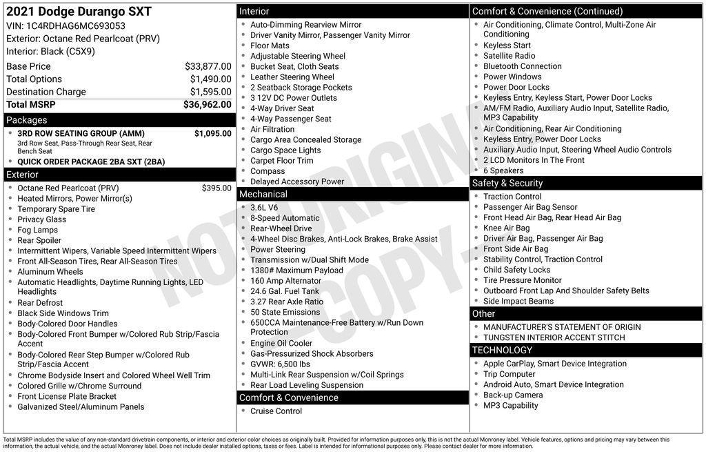 used 2021 Dodge Durango car, priced at $22,000